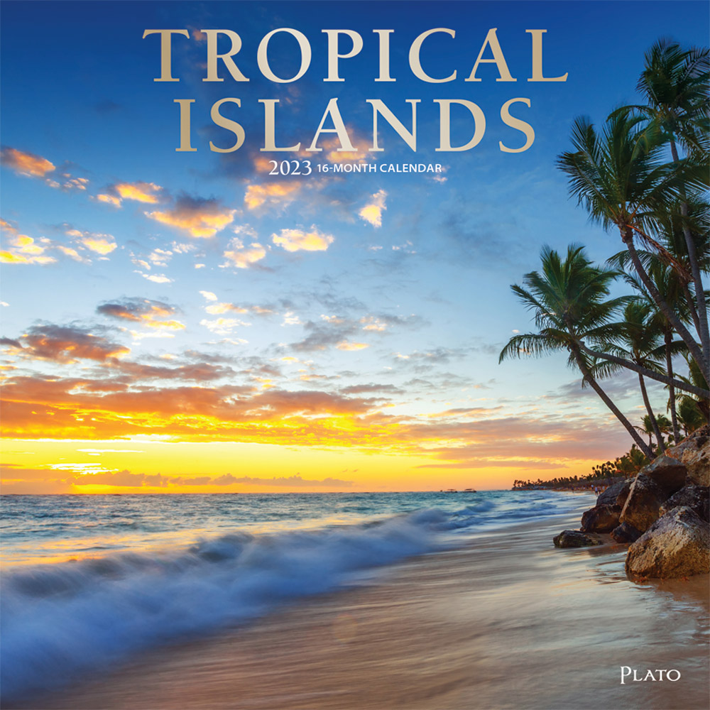 Tropical Islands | 2023 12 x 24 Inch Monthly Square Wall Calendar | Foil Stamped Cover | Plato | Scenic Travel Photography