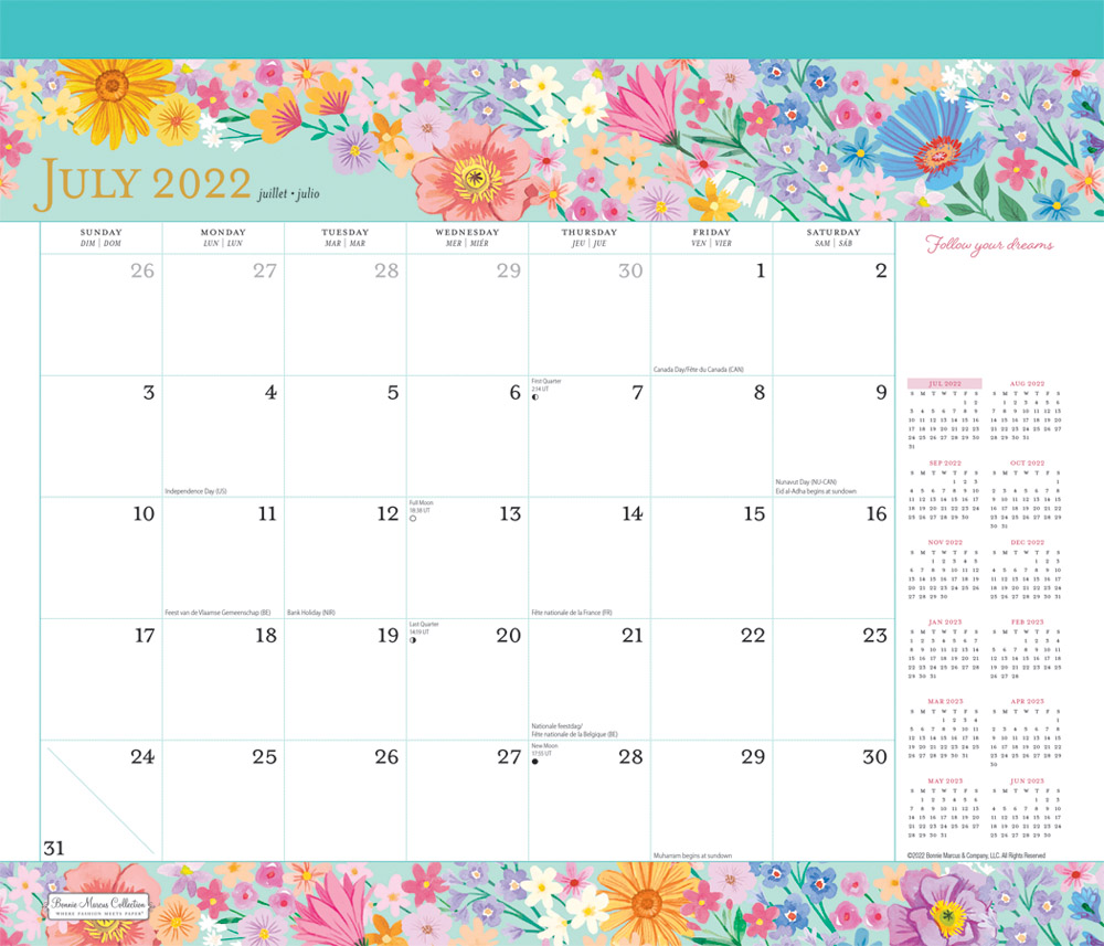 Bonnie Marcus | 2023 14 x 12 Inch 18 Months Monthly Desk Pad Calendar | July 2022 - December 2023 | Plato | Fashion Designer Stationery