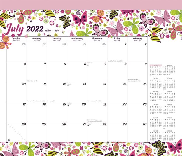 Spring Awakening | 2023 14 x 12 Inch 18 Months Monthly Desk Pad Calendar | July 2022 - December 2023 | Plato | Season Summer Flowers