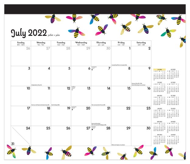 Busy Bees | 2023 14 x 12 Inch 18 Months Monthly Desk Pad Calendar | July 2022 - December 2023 | Plato | Planning Stationery