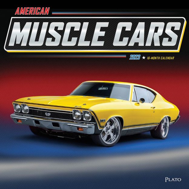 American Muscle Cars OFFICIAL | 2023 12 x 24 Inch Monthly Square Wall Calendar | Foil Stamped Cover | Plato | USA Motor Ford Chevrolet Chrysler Oldsmobile Pontiac