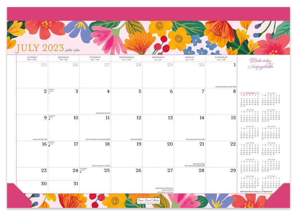 Bonnie Marcus | 2024 15.5 x 11 Inch 18 Months Monthly Desk Pad Calendar | July 2023 - December 2024 | Plato | Fashion Designer Stationery