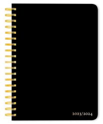 Black Solid | 2024 6 x 7.75 Inch 18 Months Weekly Desk Planner | Foil Stamped Cover | July 2023 - December 2024 | Plato | Planning Stationery