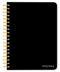 Black Solid | 2024 6 x 7.75 Inch 18 Months Weekly Desk Planner | Foil Stamped Cover | July 2023 - December 2024 | Plato | Planning Stationery