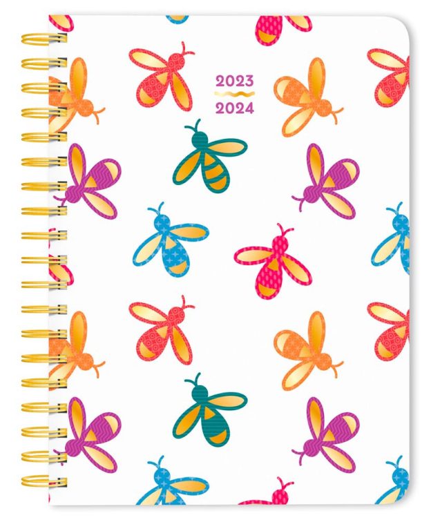 Busy Bees | 2024 6 x 7.75 Inch 18 Months Weekly Desk Planner | Foil Stamped Cover | July 2023 - December 2024 | Plato | Planning Stationery