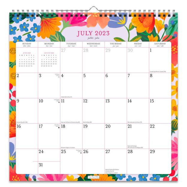 Bonnie Marcus | 2024 12 x 12 Inch 18 Months Monthly Square Wire-O Calendar | Sticker Sheet | July 2023 - December 2024 | Plato | Fashion Designer Stationery