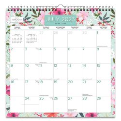 House of Turnowsky Flower Shop | 2024 12 x 12 Inch 18 Months Monthly Square Wire-O Calendar | Sticker Sheet | July 2023 - December 2024 | Plato | Stationery Elegant Exclusive