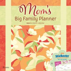 Mom's Big Family Planner | 2024 12 x 24 Inch Monthly Square Wall Calendar | Matte Paper with Foil Stamped Cover and Stickers | Plato | Planning Organization