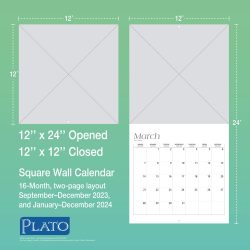 2024 12 x 24 Inch Monthly Square Wall Calendar | Matte Paper and Stickers