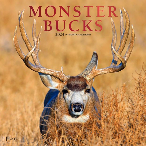 Monster Bucks | 2024 12 x 24 Inch Monthly Square Wall Calendar | Foil Stamped Cover | Plato | Wildlife Animals Hunting