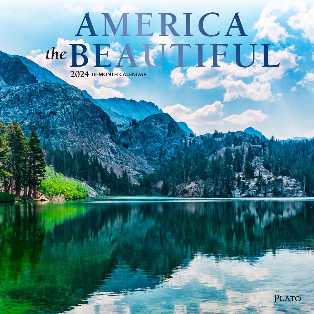 America the Beautiful | 2024 12 x 24 Inch Monthly Square Wall Calendar | Foil Stamped Cover | Plato | USA United States Scenic Nature