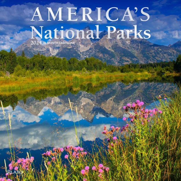 America's National Parks | 2024 12 x 24 Inch Monthly Square Wall Calendar | Foil Stamped Cover | Plato | Yosemite Yellowstone