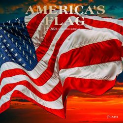 America's Flag | 2024 12 x 24 Inch Monthly Square Wall Calendar | Foil Stamped Cover | Plato | USA United States of America