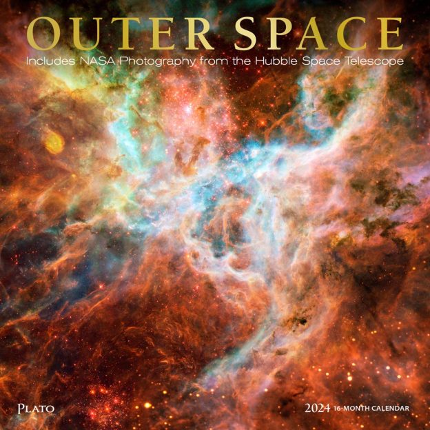Outer Space | 2024 12 x 24 Inch Monthly Square Wall Calendar | Foil Stamped Cover | Plato | Universe Cosmos Inspiration