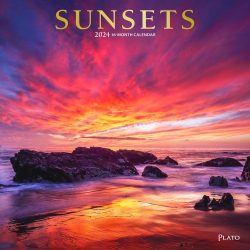 Sunsets | 2024 12 x 24 Inch Monthly Square Wall Calendar | Foil Stamped Cover | Plato | Nature Photography Science