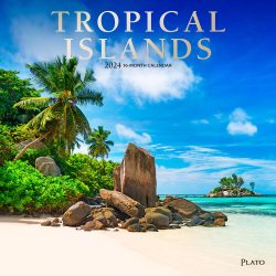 Tropical Islands | 2024 12 x 24 Inch Monthly Square Wall Calendar | Foil Stamped Cover | Plato | Scenic Travel Photography