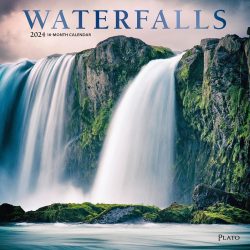 Waterfalls | 2024 12 x 24 Inch Monthly Square Wall Calendar | Foil Stamped Cover | Plato | Nature River Lake
