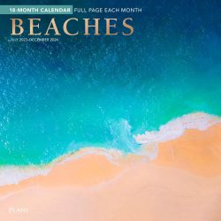 Beaches | 2024 12 x 24 Inch 18 Months Monthly Square Wall Calendar | Foil Stamped Cover | July 2023 - December 2024 | Plato | Travel Nature Tropical