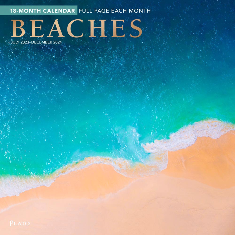 Beaches | 2024 12 x 24 Inch 18 Months Monthly Square Wall Calendar | Foil Stamped Cover | July 2023 - December 2024 | Plato | Travel Nature Tropical