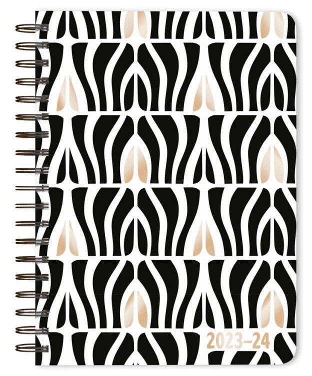 Ebony & Ivory | 2024 6 x 7.75 Inch 18 Months Weekly Desk Planner | Foil Stamped Cover | July 2023 - December 2024 | Plato | Stationery Planning