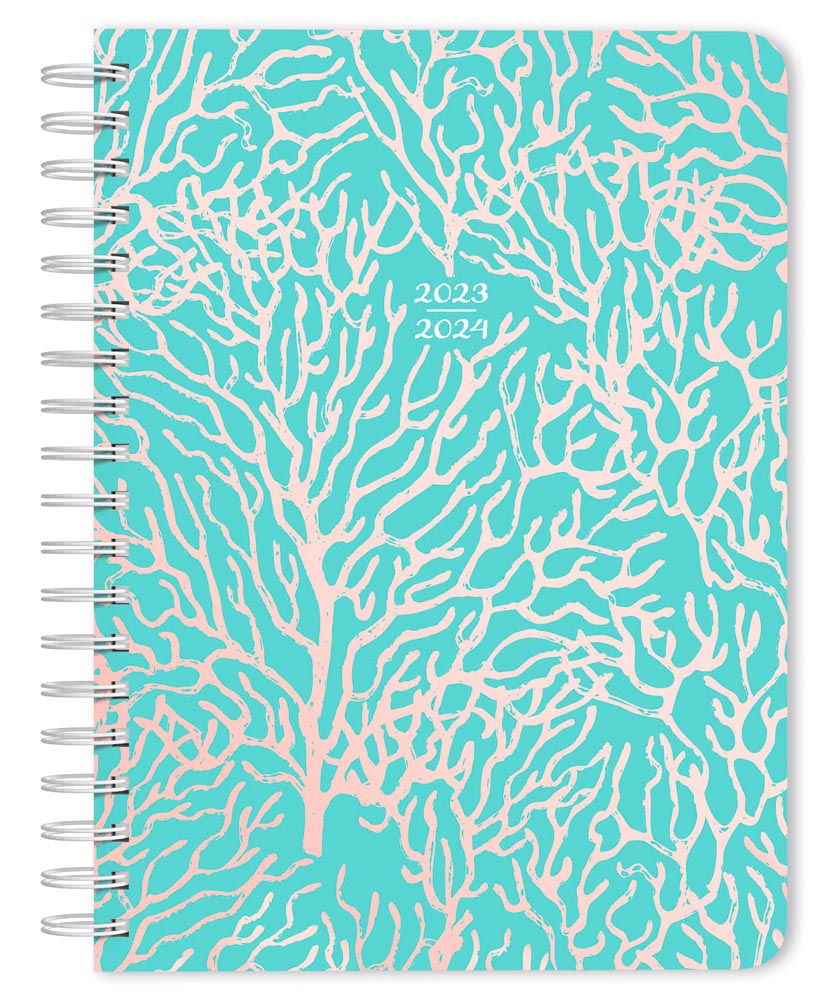 Seaside Currents | 2024 6 x 7.75 Inch 18 Months Weekly Desk Planner | Foil Stamped Cover | July 2023 - December 2024 | Plato | Planning Stationery