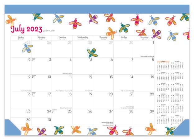 Busy Bees | 2024 14 x 10 Inch 18 Months Monthly Desk Pad Calendar | July 2023 - December 2024 | Plato | Planning Stationery