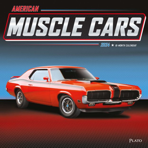 American Muscle Cars OFFICIAL | 2024 12 x 24 Inch Monthly Square Wall Calendar | Foil Stamped Cover | Plato | USA Motor Ford Chevrolet Chrysler Oldsmobile Pontiac