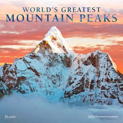 World's Greatest Mountain Peaks | 2024 12 x 24 Inch Monthly Square Wall Calendar | Foil Stamped Cover | Plato | Scenic Nature Photography