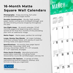 2024 12 x 24 Inch Monthly Square Wall Calendar | Matte Paper and Stickers