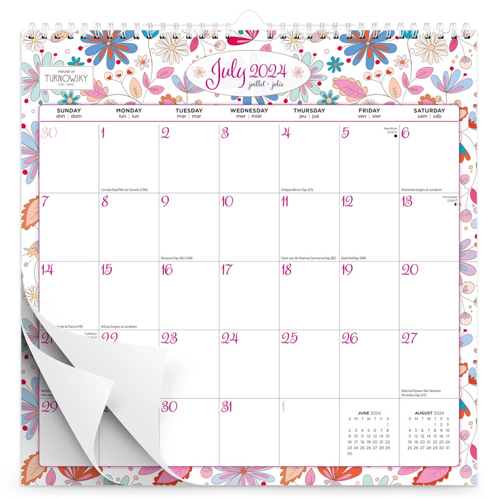 House of Turnowsky OFFICIAL | 2025 12 x 12 Inch 18 Months Monthly Square Wire-O Calendar | Sticker Sheet | July 2024 - December 2025 | Plato | Stationery Elegant Exclusive