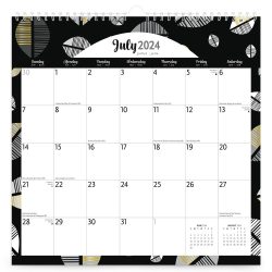 Pen & Ink | 2025 12 x 12 Inch 18 Months Monthly Square Wire-O Calendar | Sticker Sheet | July 2024 - December 2025 | Plato | Stationery Planning