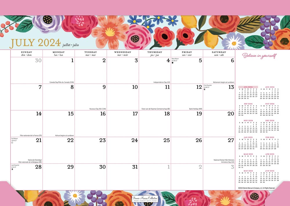 Bonnie Marcus OFFICIAL | 2025 14 x 10 Inch 18 Months Monthly Desk Pad Calendar | July 2024 - December 2025 | Plato | Fashion Designer Stationery