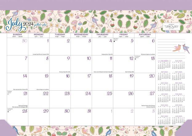House of Turnowsky OFFICIAL | 2025 14 x 10 Inch 18 Months Monthly Desk Pad Calendar | July 2024 - December 2025 | Plato | Stationery Elegant Exclusive