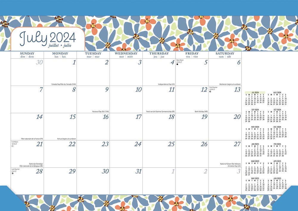 Spring Awakening | 2025 14 x 10 Inch 18 Months Monthly Desk Pad Calendar | July 2024 - December 2025 | Plato | Artwork Stationery