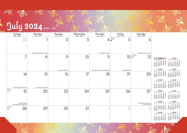 Busy Bees | 2025 14 x 10 Inch 18 Months Monthly Desk Pad Calendar | July 2024 - December 2025 | Plato | Planning Stationery