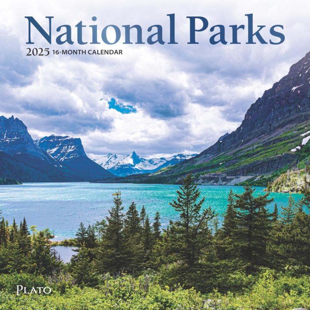 National Parks | 2025 7 x 14 Inch Monthly Mini Wall Calendar | Foil Stamped Cover | Plato | Scenic Yosemite Yellowstone Nature