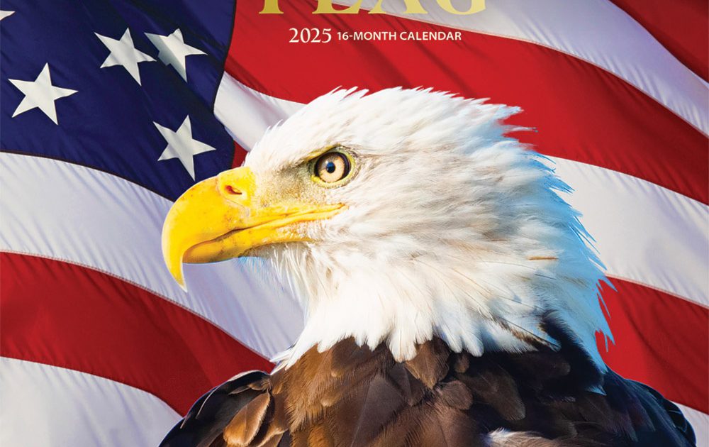 America’s Flag 2025 Square Wall Calendar Foil Stamped Cover Plato