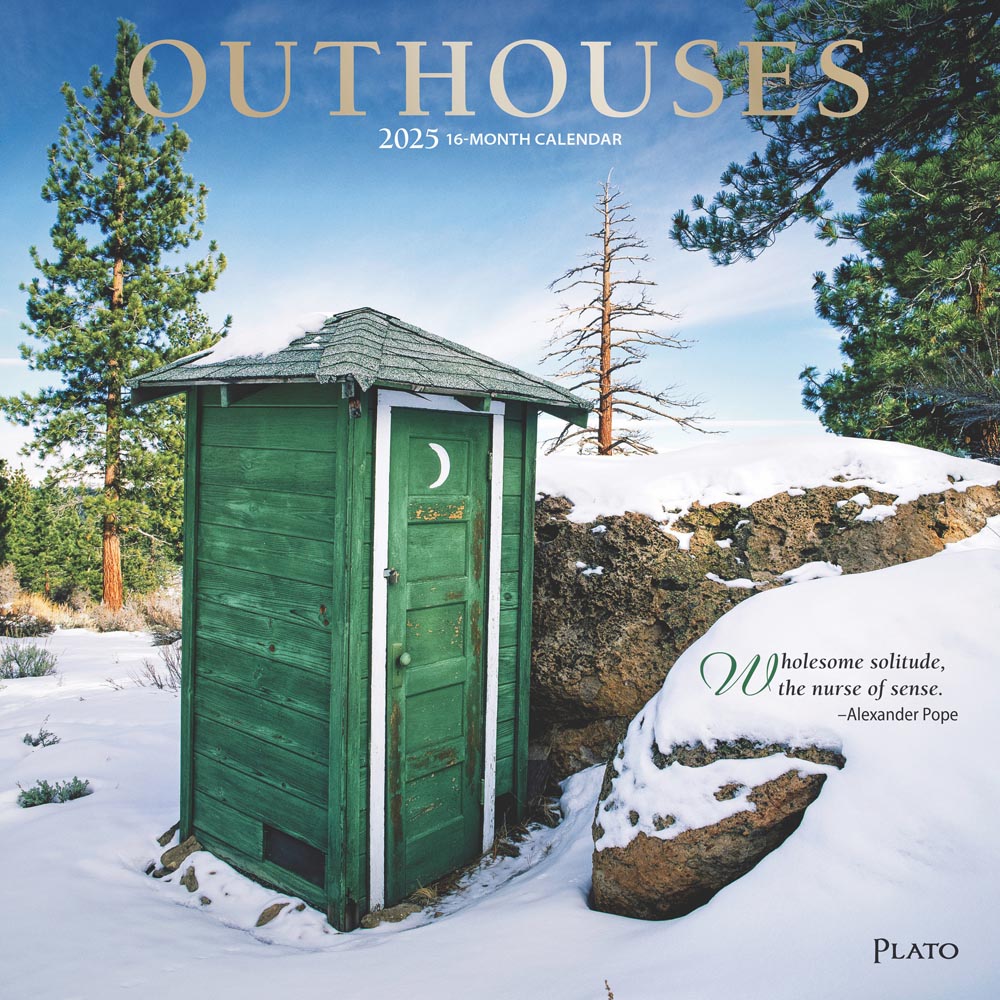 Outhouses | 2025 12 x 24 Inch Monthly Square Wall Calendar | Foil Stamped Cover | Plato | Toilette Latrine Bog Humor