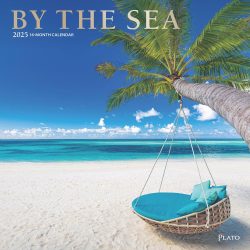 By the Sea | 2025 12 x 24 Inch Monthly Square Wall Calendar | Foil Stamped Cover | Plato | Waves Sun Clear Blue Sky