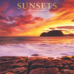 Sunsets | 2025 12 x 24 Inch Monthly Square Wall Calendar | Foil Stamped Cover | Plato | Nature Photography Science