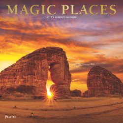 Magic Places | 2025 12 x 24 Inch Monthly Square Wall Calendar | Foil Stamped Cover | Plato | Scenic Travel World Photography