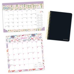 House of Turnowsky and Black Solid 2025 18 Months Bundle | Desk Pad, Desk Planner, and Square Wire-O Calendar | July 2024 - December 2025 | Plato | Family Stationery Design