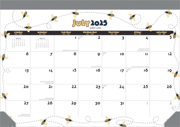 Busy Bees | 2026 14 x 10 Inch 18 Months Monthly Desk Pad Calendar | July 2025 - December 2026 | Plato | Planning Stationery