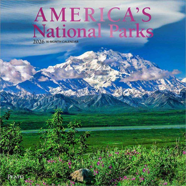 America's National Parks | 2026 12 x 24 Inch (Hanging) Monthly Square Wall Calendar | Foil Stamped Cover | Plato | Yosemite Yellowstone