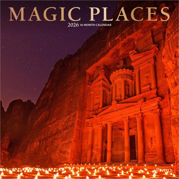 Magic Places | 2026 12 x 24 Inch (Hanging) Monthly Square Wall Calendar | Foil Stamped Cover | Plato | Scenic Travel World Photography