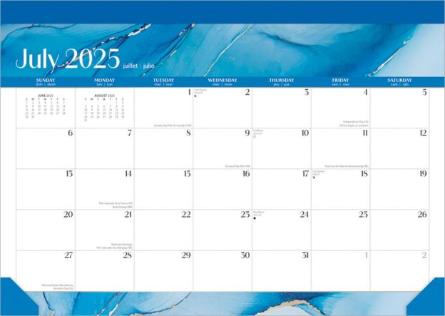 Crackled Blush | 2026 14 x 10 Inch 18 Months Monthly Desk Pad Calendar | July 2025 - December 2026 | Plato | Planning Stationery