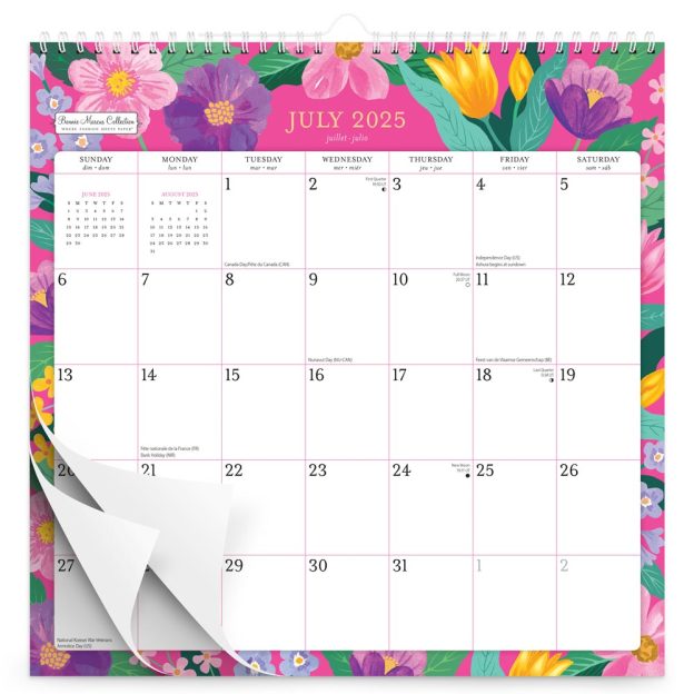 Bonnie Marcus OFFICIAL | 2026 12 x 12 Inch (Hanging) 18 Months Monthly Square Wire-O Calendar | Sticker Sheet | July 2025 - December 2026 | Plato | Fashion Designer Stationery