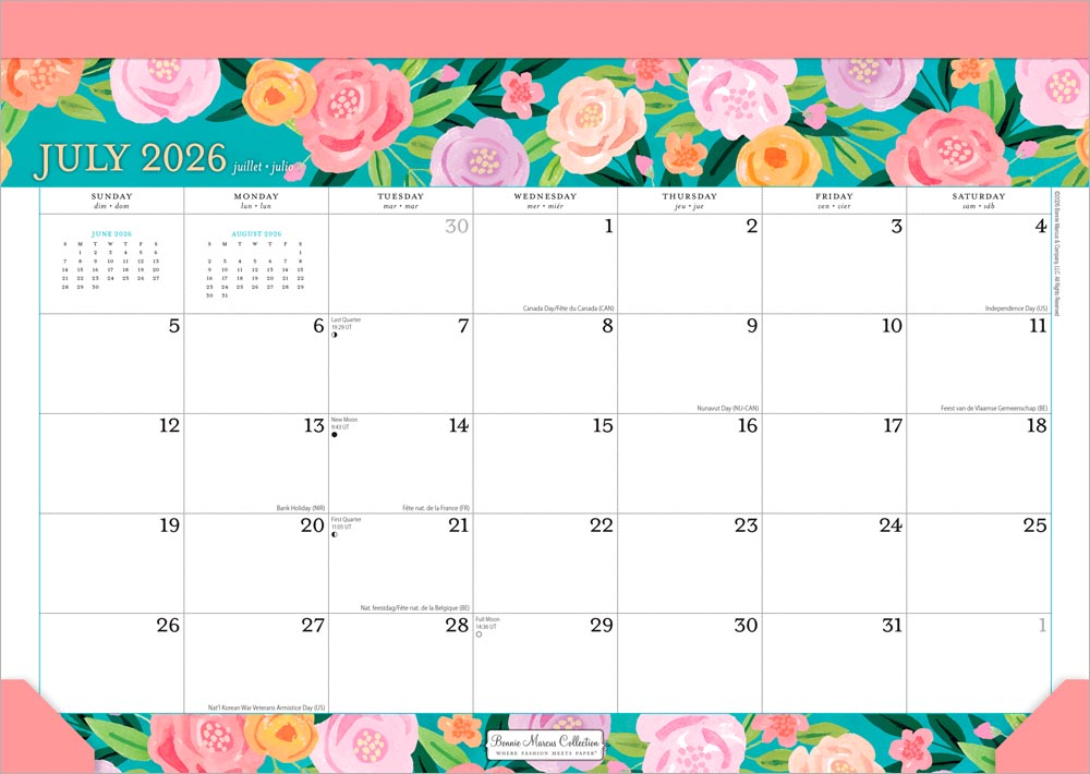 Bonnie Marcus OFFICIAL | 2027 14 x 10 Inch 18 Months Monthly Desk Pad Calendar | July 2026 - December 2027 | Sticker Sheet | Plato | Fashion Designer Stationery