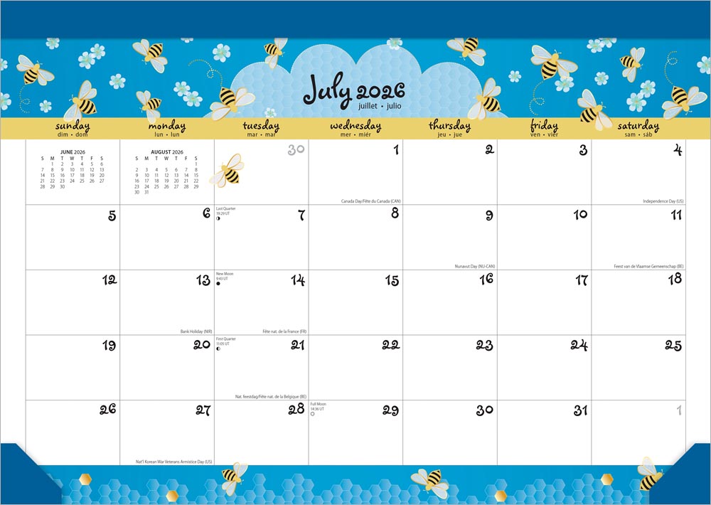 Busy Bees | 2027 14 x 10 Inch 18 Months Monthly Desk Pad Calendar | July 2026 - December 2027 | Sticker Sheet | Plato | Planning Stationery
