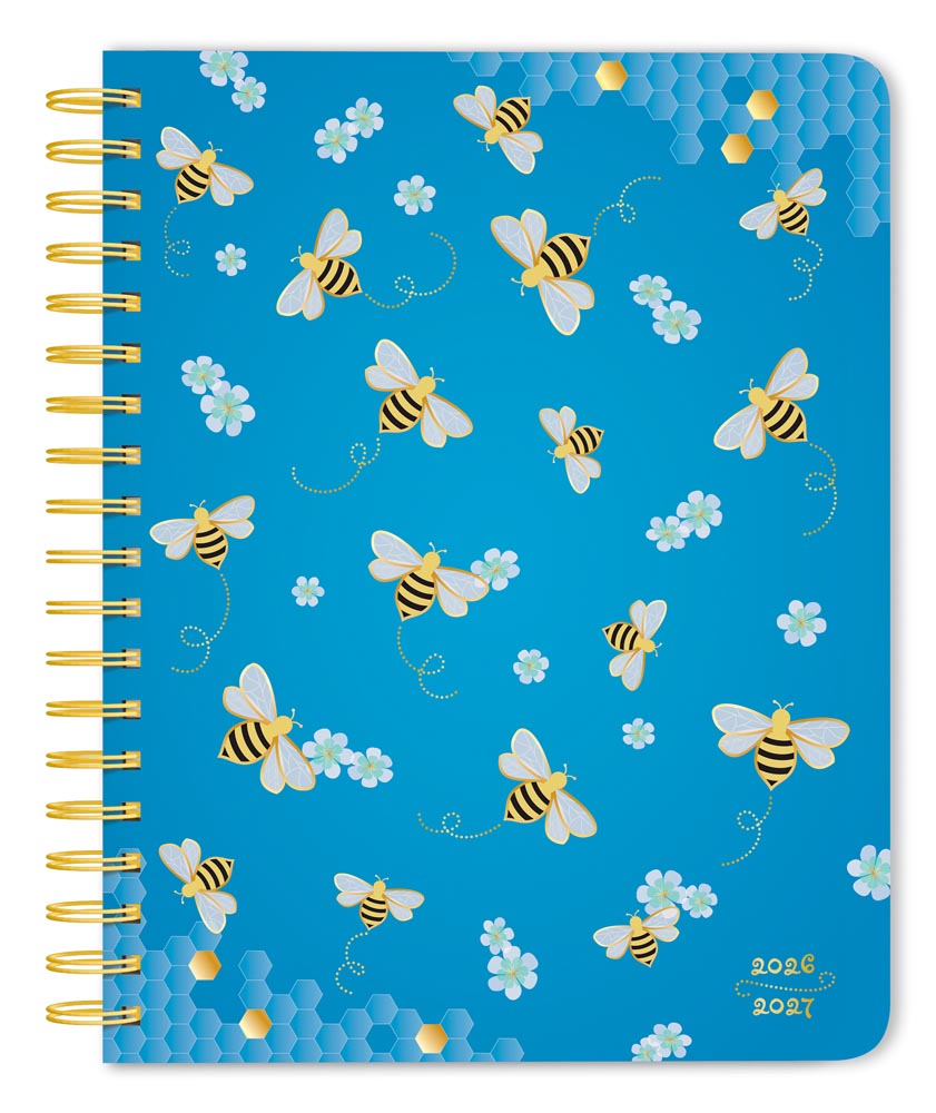 Busy Bees | 2027 6 x 7.75 Inch 18 Months Weekly Desk Planner | Foil Stamped Cover | July 2026 - December 2027 | Plato | Planning Stationery